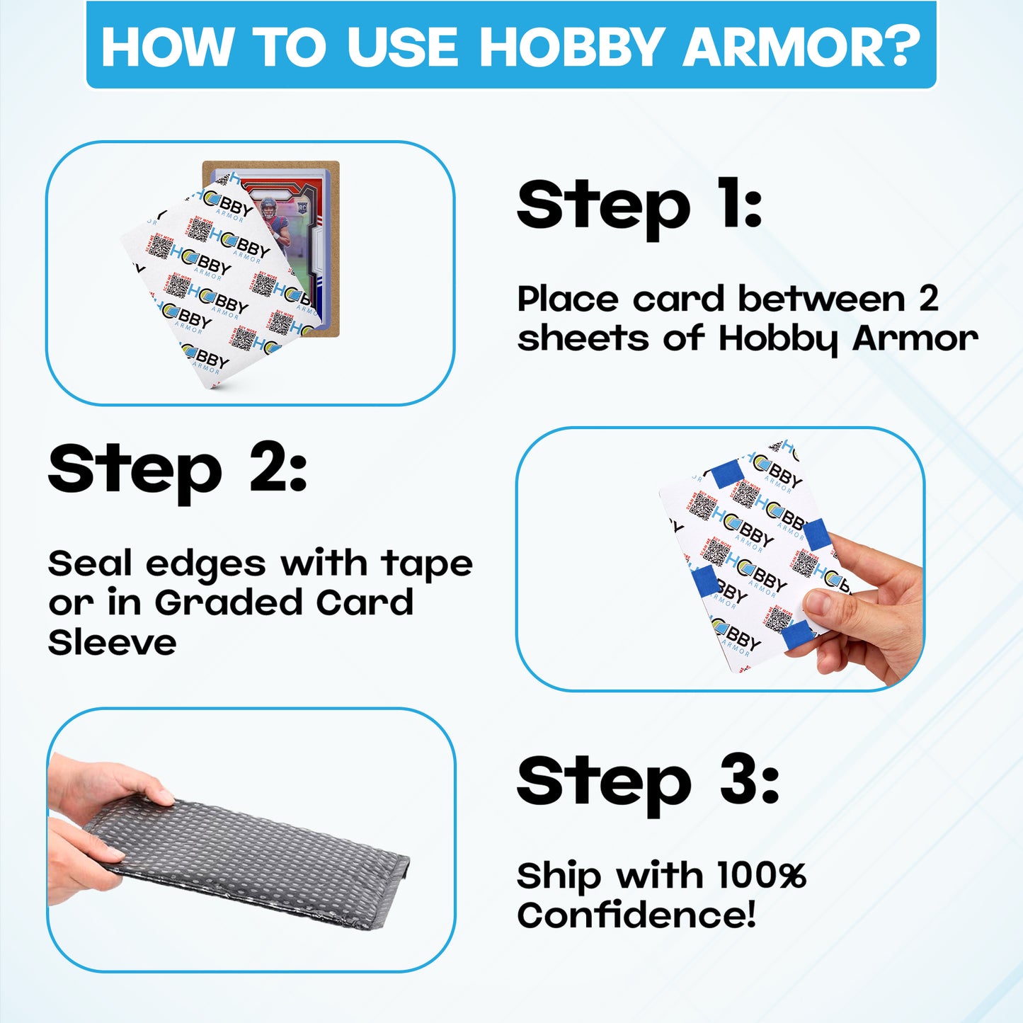 Hobby Armor Premium Cardboard Card Shipping Protectors - 3.5" x 4.5" - Bulk 500 Pack