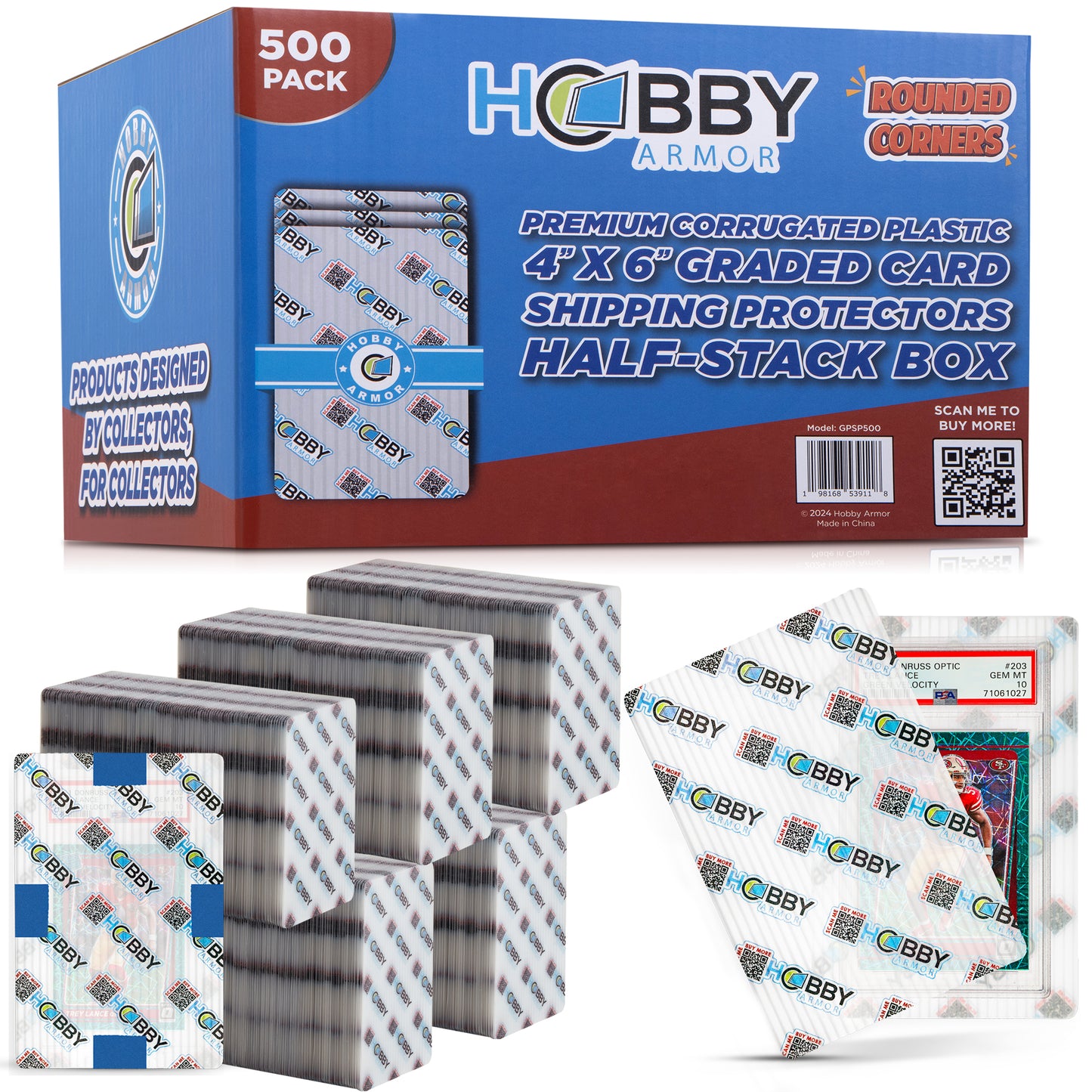 Hobby Armor Premium Plastic Graded Card Shipping Protectors - 4" x 6" - Bulk 500 Pack
