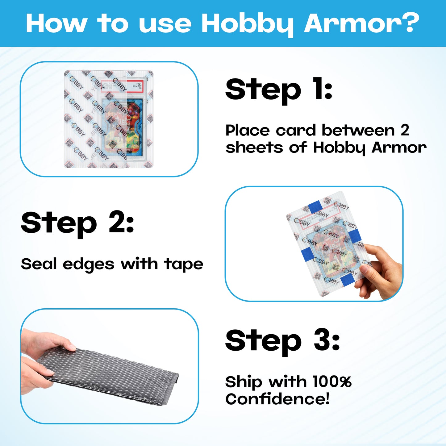 Hobby Armor Premium Plastic Graded Card Shipping Protectors - 4" x 6" - Bulk 500 Pack