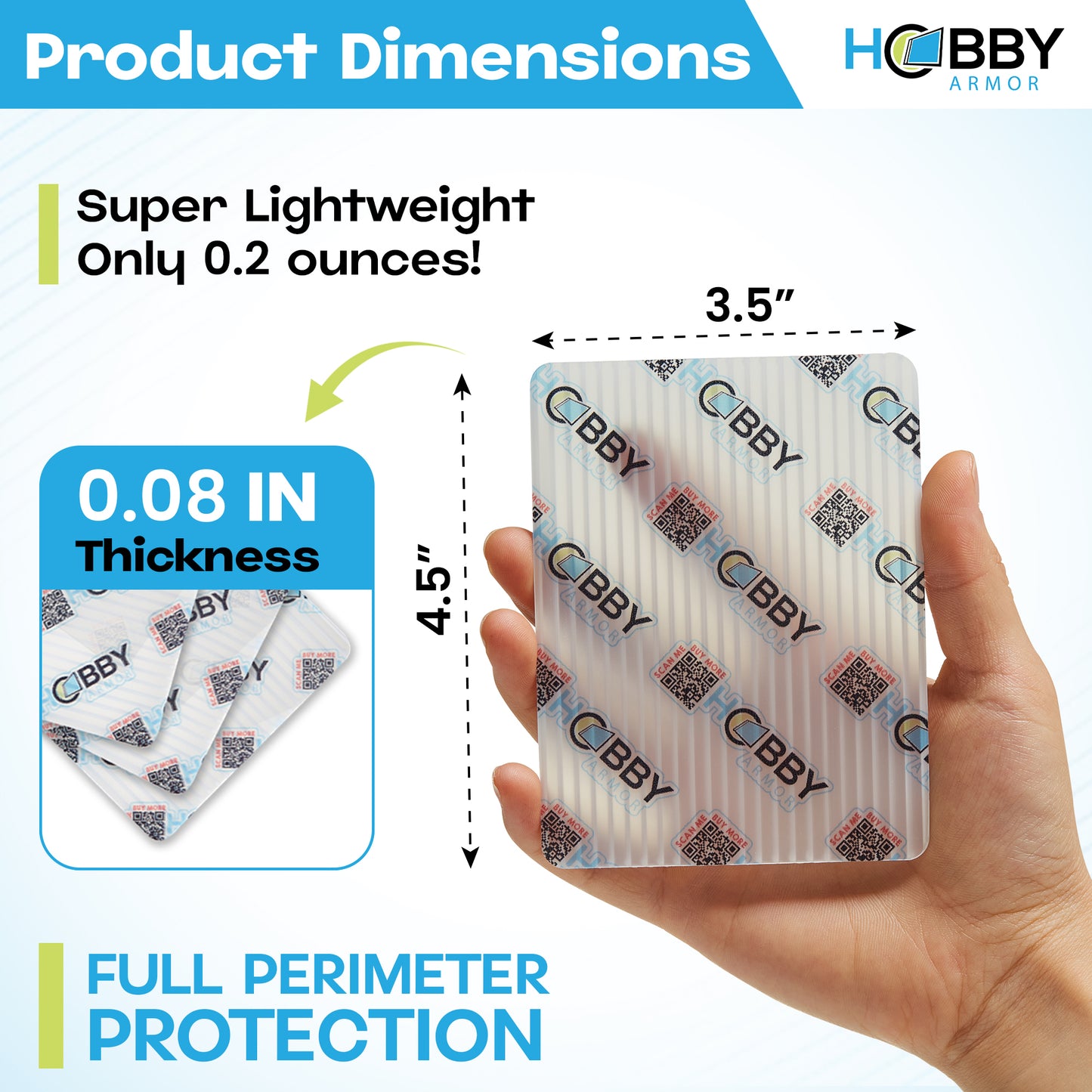 Hobby Armor Premium Plastic Card Shipping Protectors - 3.5" x 4.5" - 100 Pack with Card Storage Box