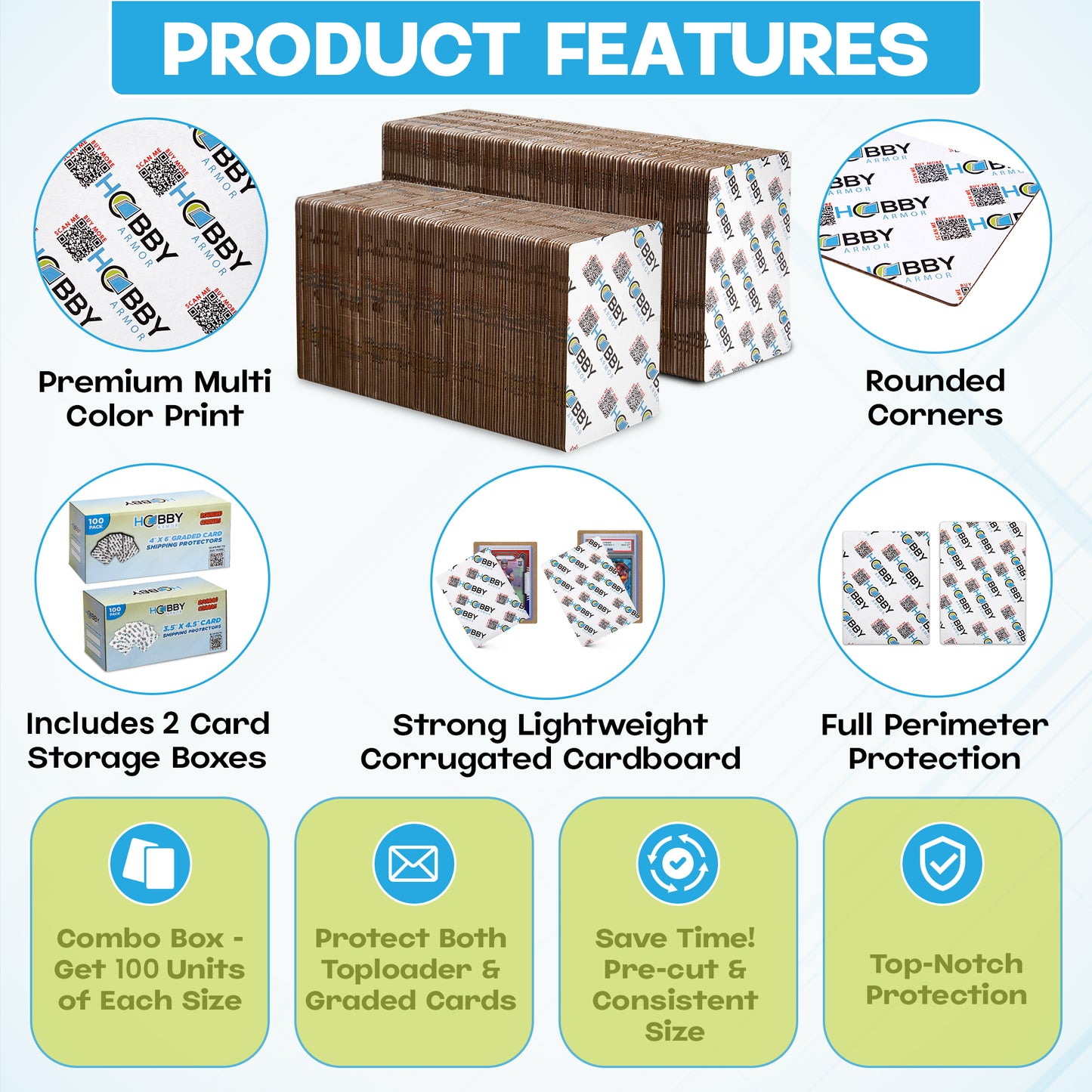 Cardboard Bundle - Card Shipping Protectors - 100 of Each Size