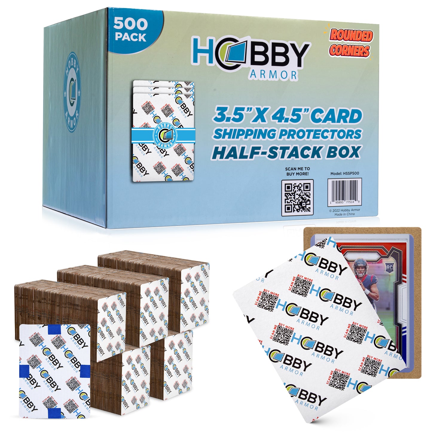Hobby Armor Premium Cardboard Card Shipping Protectors - 3.5" x 4.5" - Bulk 500 Pack