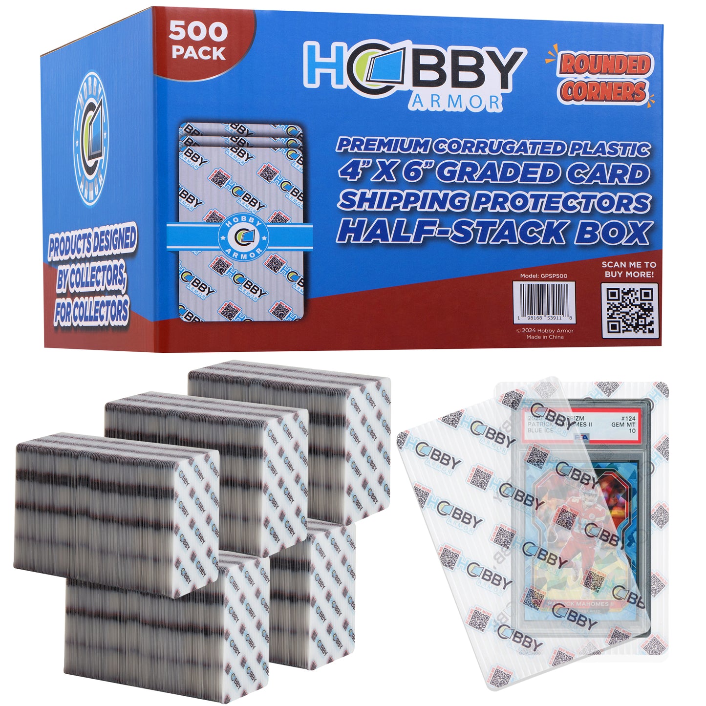 Hobby Armor Premium Plastic - Graded Card Shipping Protectors 4" x 6" - Bulk 500 Pack