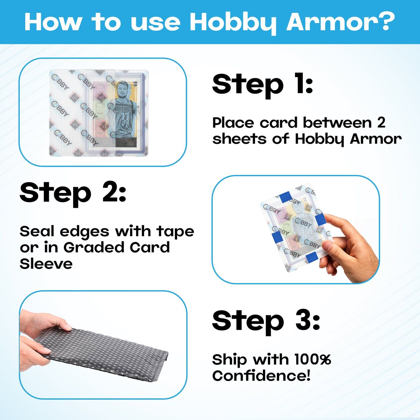 Hobby Armor Premium Plastic - Trading Card Shipping Protectors 3.5" x 4.5" - Bulk 500 Pack