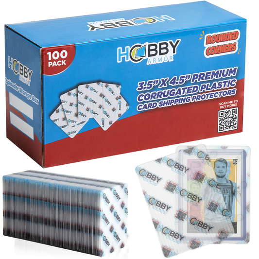 Hobby Armor Premium Plastic - Trading Card Shipping Protectors 3.5" x 4.5" - 100 Pack & Slab Storage Box