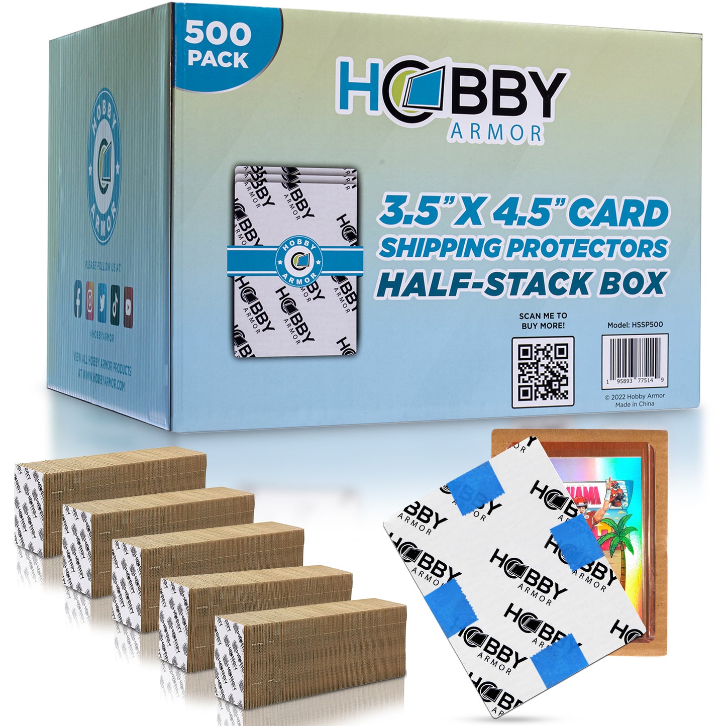 Hobby Armor Trading Card Protectors for Shipping 3.5" x 4.5" - Bulk Half-Stack Box 0f 500